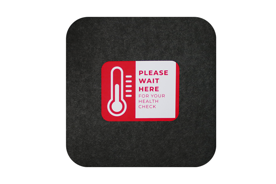 stickers voor opmeten temperatuur bezoekers Covid vloermatten